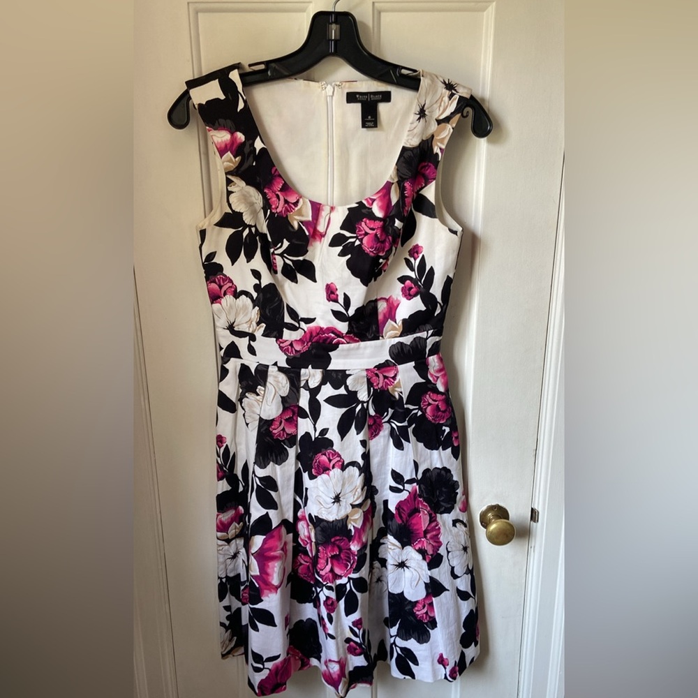White House Black Market Floral Dress in Pink and Black